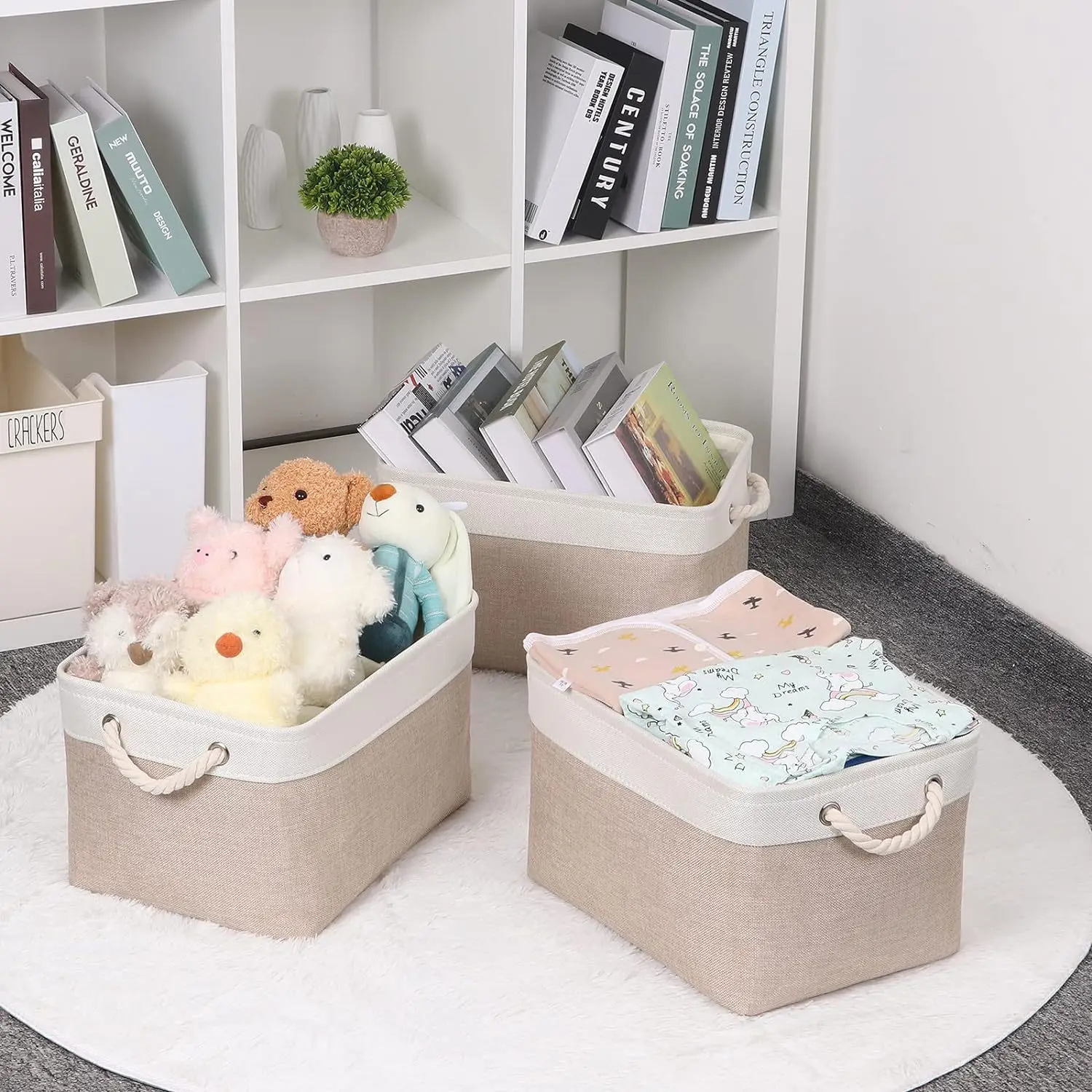 Linum Home Textiles - سلة تخزين قابلة للطي من الكتان
