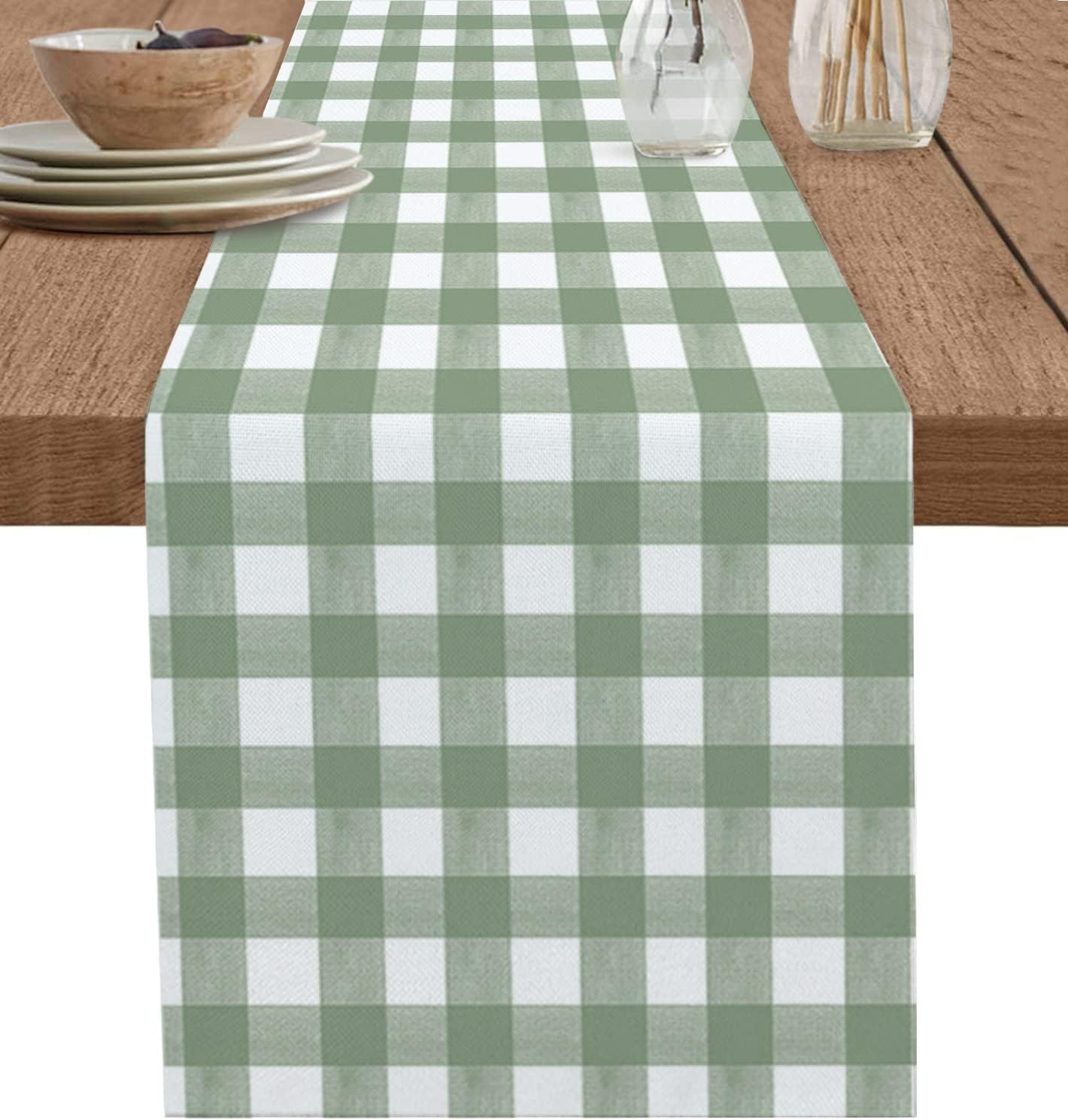 Linum Home Textiles - فستان عداء طاولة من الكتان منقوش