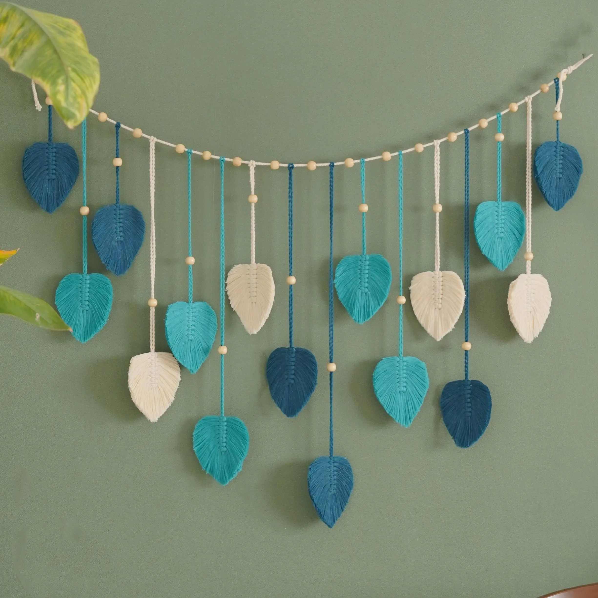 Home Art Textiles - قطعة واحدة من إكليل الأوراق الخضراء،