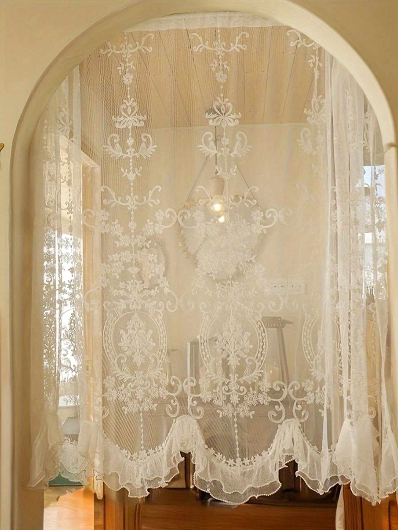 ستارة باب كلاسيكية مطرزة بحواف - مراجعة Home Textiles France وسعره