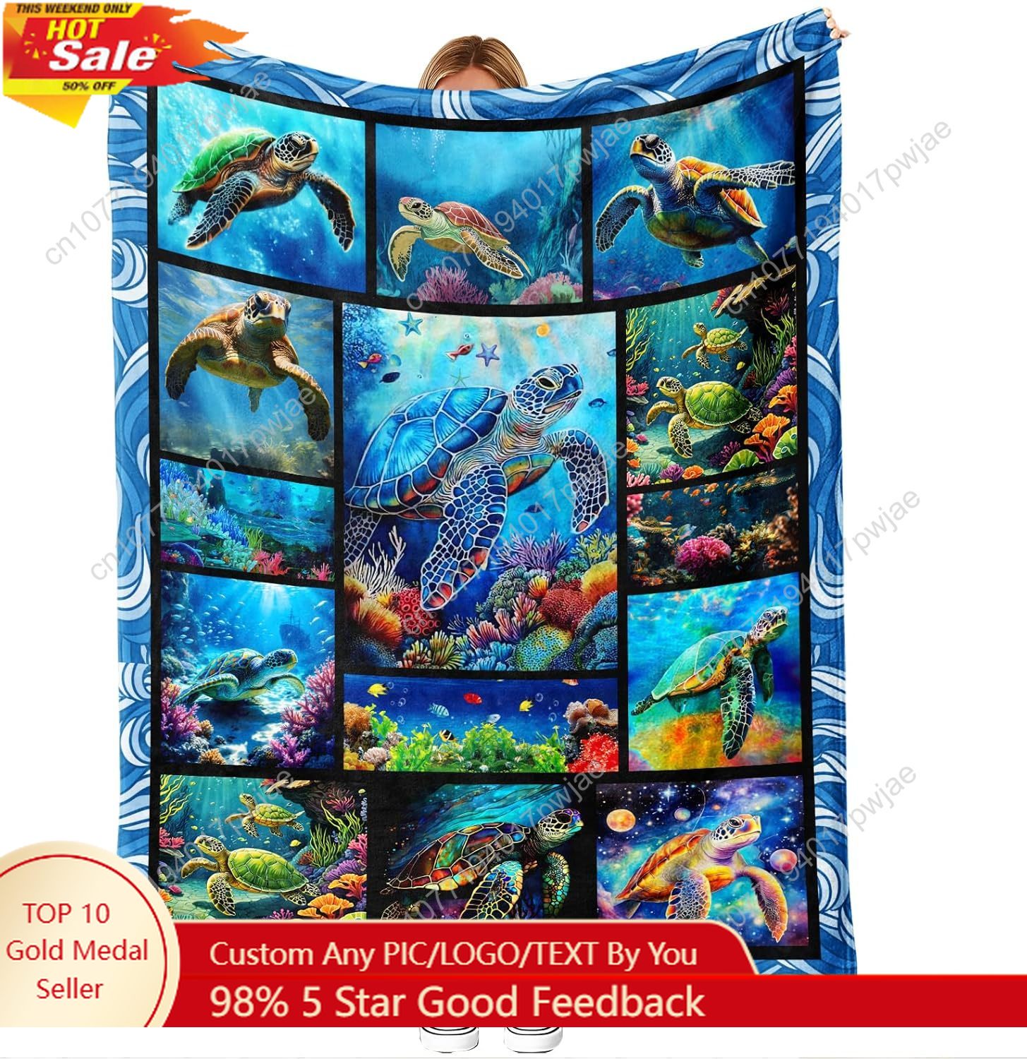 السلاحف البحرية الفانيلا رمي ب - مراجعة Home Art Textiles وسعره