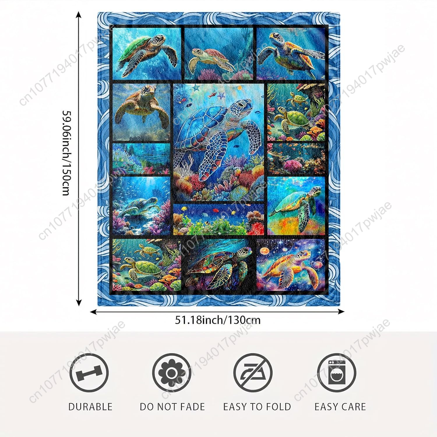السلاحف البحرية الفانيلا رمي ب - مراجعة Home Art Textiles وسعره