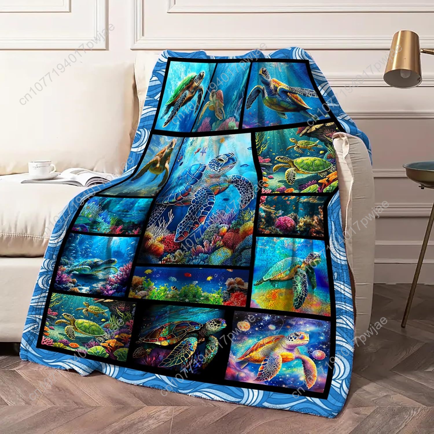 السلاحف البحرية الفانيلا رمي ب - مراجعة Home Art Textiles وسعره