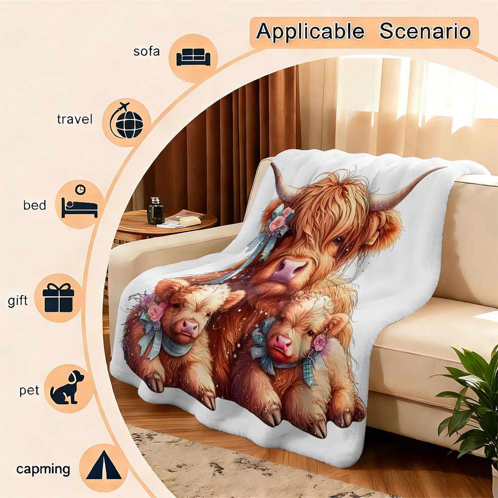 بطانية بطبعة بقرة هايلاند، بطا - مراجعة Highland Home Textiles وسعره