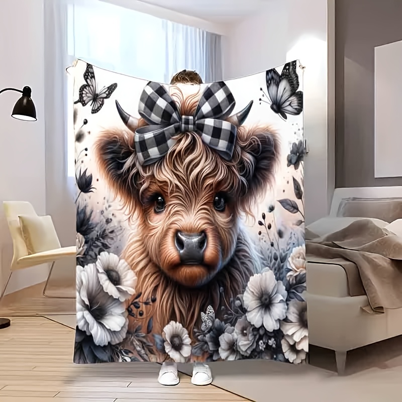 بطانية منقوشة على شكل بقرة هاي - مراجعة Highland Home Textiles وسعره